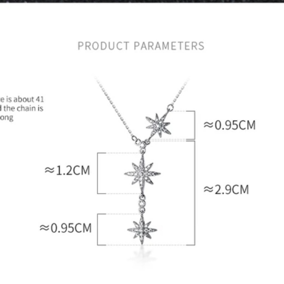 925 sterling silver zircon sparkling star pandent necklace for women Christmas g - Picture 7 of 8